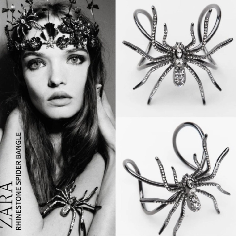 Zara rhinestone spider bangle cuff bracelet jewelry new with tags